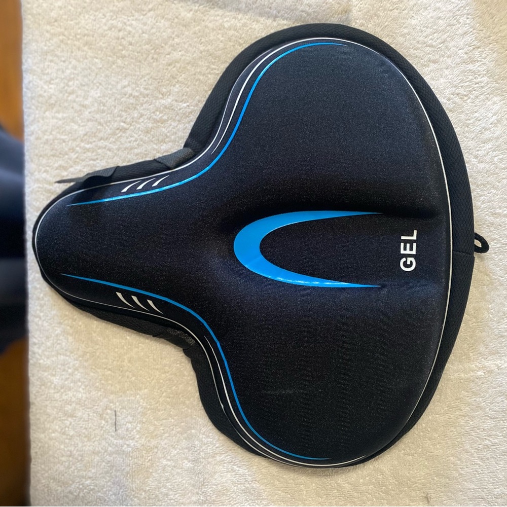 Black and Blue Gel Bike Seat Cover